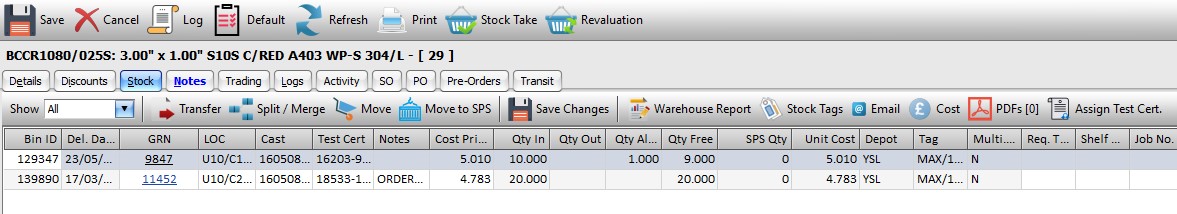 Stock: Stock Batches Currently in Stock